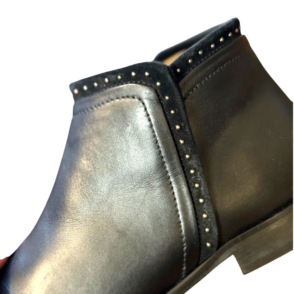 Anthropologie x Italeau 6.5 Studded Leather Ankle Boots $399 Black Made in Italy - Picture 5 of 10